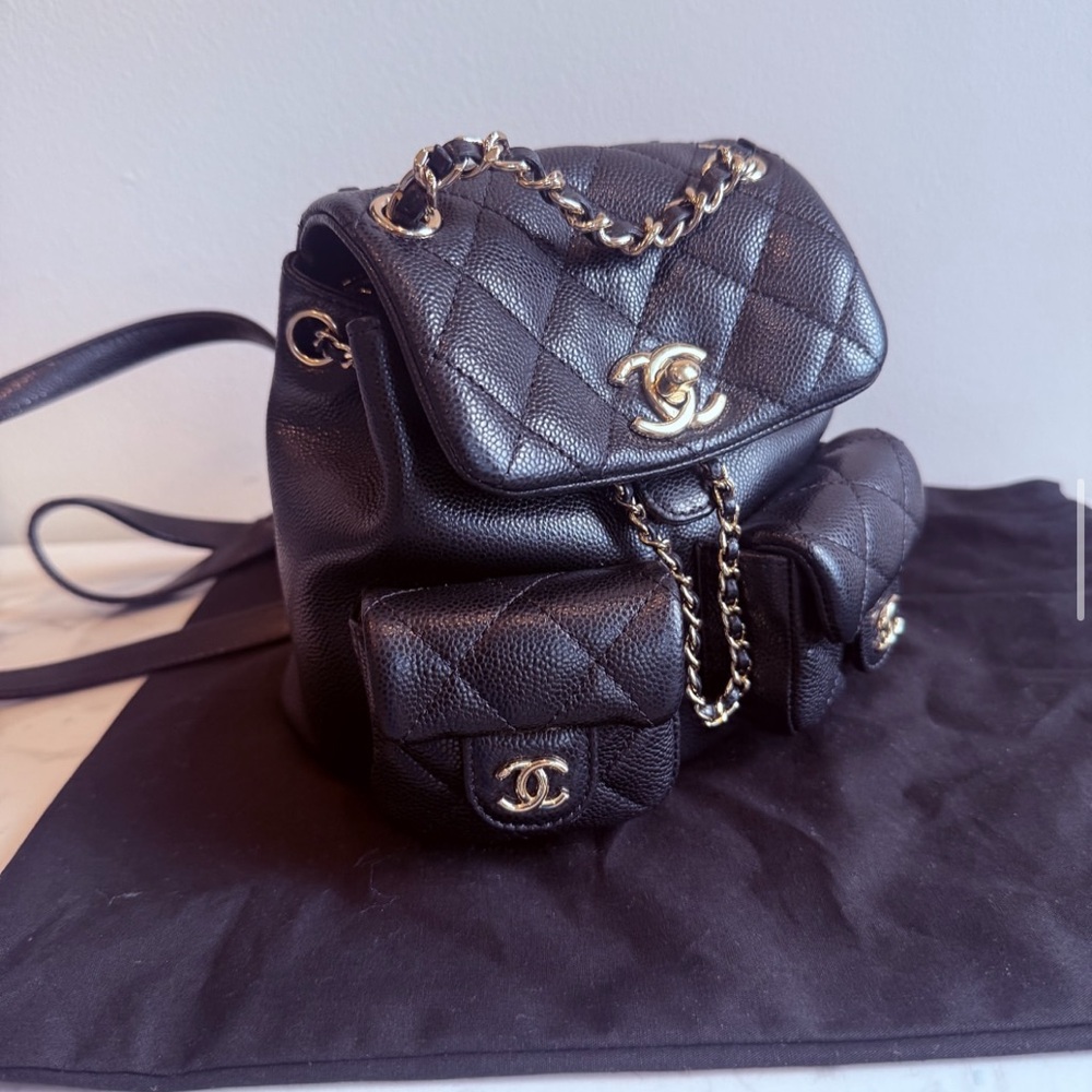 Chanel Black Mini Quilted Leather Backpack